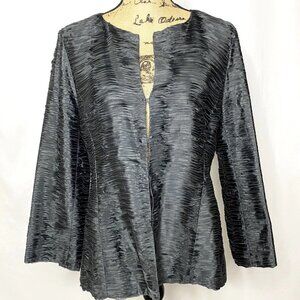 Eileen Fisher Charcoal Silk Ruched Blazer